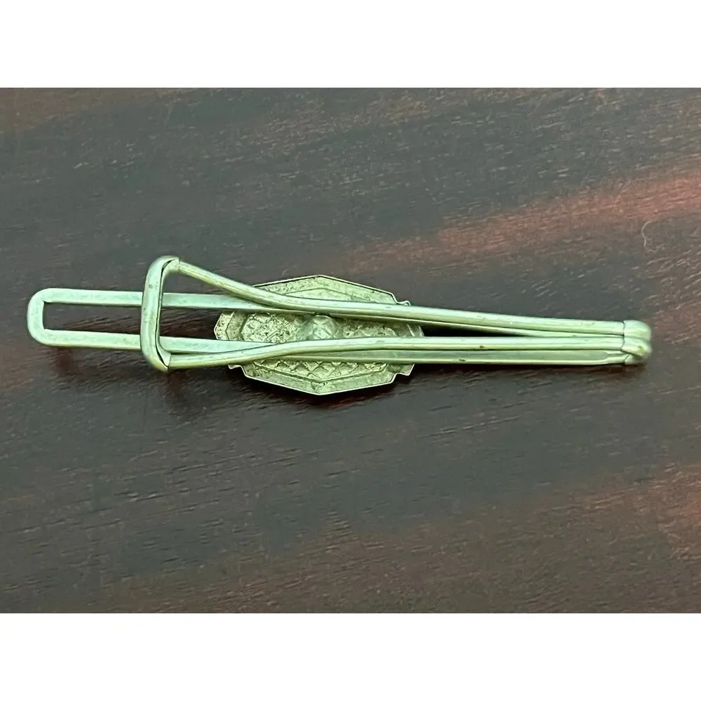 VTG Tie Clips Initial L Gold Tone Hickok Silver Tone Mother of Pearl Inlay